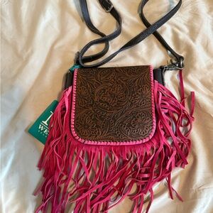 Crossbody Bag with Pink Fringe